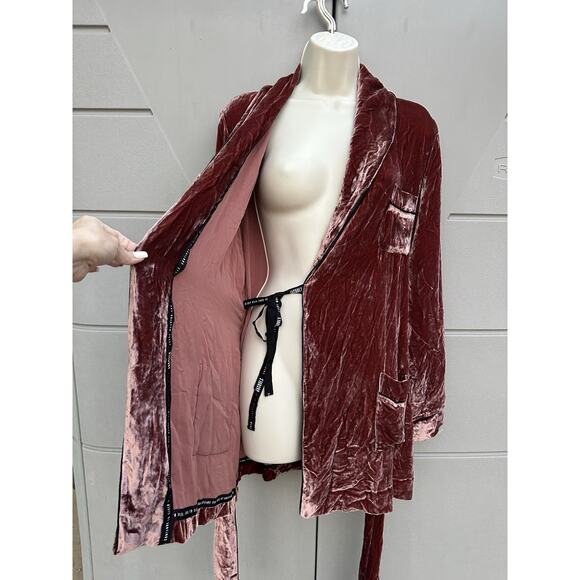 Sleeping With Jacques Net Sustain Bon Vivant Belted Velvet Robe Copper sz US 6 - Picture 10 of 16
